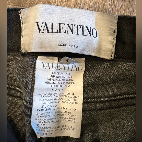 Valentino Black Denim Lace Trimmed Jeans - Picture 10 of 16